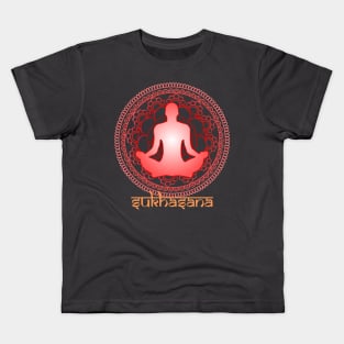 Sukhasan yoga pose Kids T-Shirt